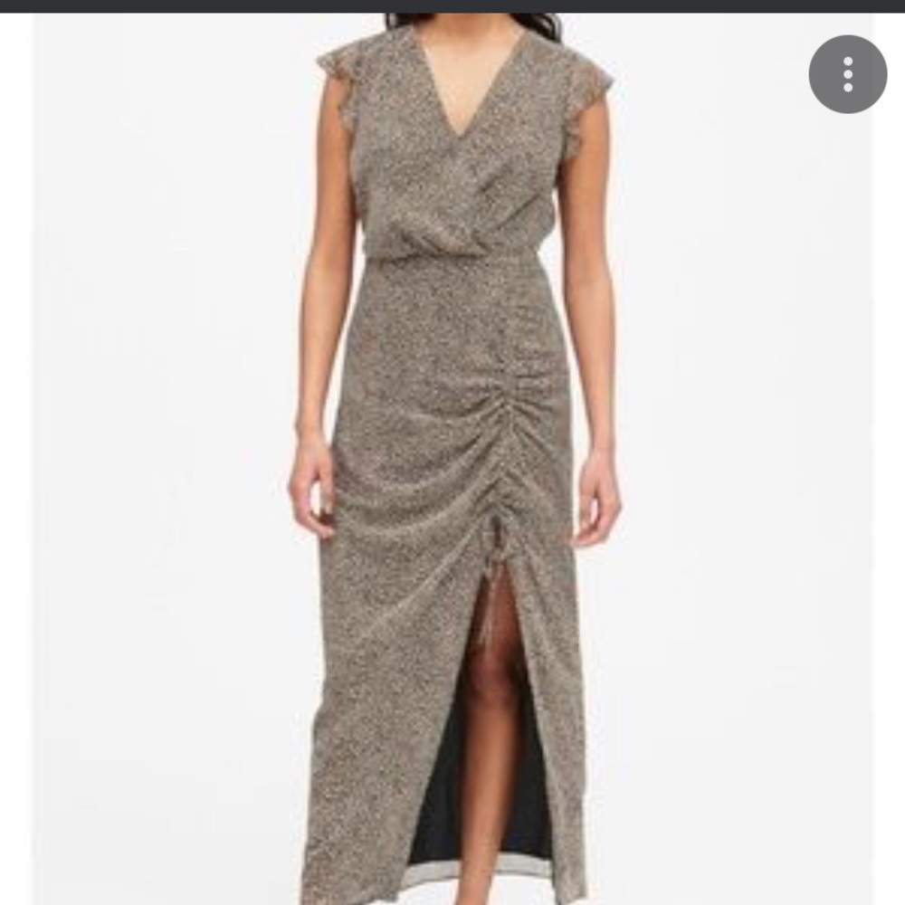 BANANA REPUBLIC RUCHED LEOPARD PRINT DRESS